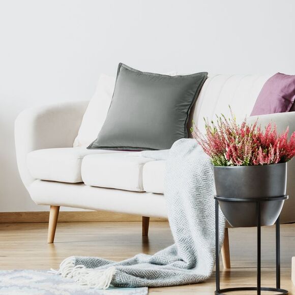 Velvet Throw Pillow Cover Cushion Cases for Sofa Bed 16"x16" Gray - Picture 5 of 6